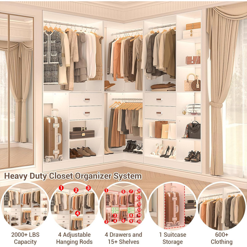 Rebrilliant Selestina 110'' Freestanding Wood Closet System with